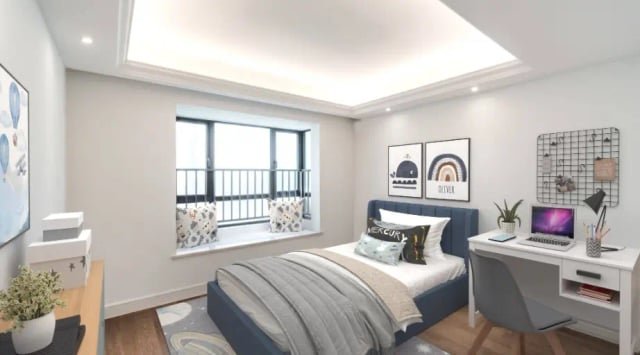 Kids room after virtual staging with furniture and decor